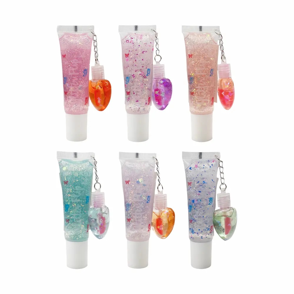 Brillo Labial Gloss Llavero Con Glitte